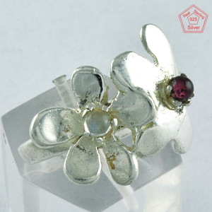 แหวนเงินแท้ดีไซน์ใหม่925ประดับพลอยโกเมนสีรุ้งและพระจันทร์เป็นเครื่องประดับที่สวยงามสำหรับงานแต่งงานงานหมั้นสำหรับงานครบรอบแต่งงาน - Product Image 2