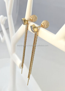 Pendientes de tuerca de borla de cadena de serpiente Superfina hechos a mano para mujeres/niñas, ágata de aleación hermosa para fiestas de compromiso, regalo de bodas - Product Image 3