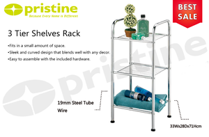 Three Tier <b>Metal</b> Storage Rack Rust Resistant Bathroom <b>Shelf</b> Minimalist Design Standing Type Wire Shelving <b>Unit</b> - Product Image 6