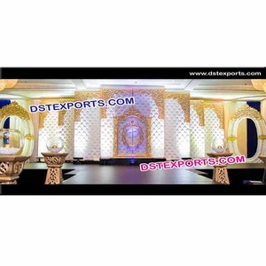 ฉากหลังงานแต่งงานสไตล์โมเดิร์นแบบใหม่ ดีไซน์หรูหรา ตกแต่งด้วยผ้าปักลายแบบดั้งเดิม สำหรับงานอีเว้นท์ในอังกฤษ - Product Image 1