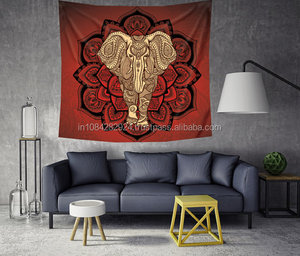Tapices elegantes de mandala bohemio rojo con tapiz decorativo de pared de elefantes impresos - Product Image 2