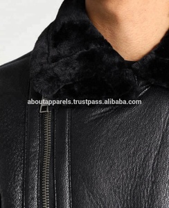Venta al por mayor de abrigos de chaqueta de moto de piel de oveja auténtica personalizada colección de invierno con cremallera de talla grande opción a granel barata - Product Image 4