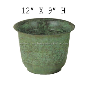 Finition patinée Porte gaufrée Jardinière décorative Pot de fleur rond et jardinière en métal de haute qualité - Product Image 5