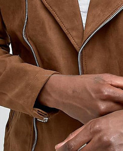 Chaqueta de Motociclista de Gamuza de Cabra 100% Auténtica, con Cierre, Elegante, Económica, de Alta Calidad, Nueva Colección de Invierno, Ecológica - Product Image 5