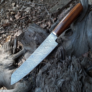 Couperet de cuisine Santoku en acier inoxydable Damas avec manche en bois jetable pour boucher et chef de fruits - Product Image 1