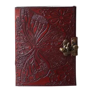 Butterfly Celtic Leather Journal Notebook Office Supplies and Stationery School Supply Sketchbook Brass C- Lock