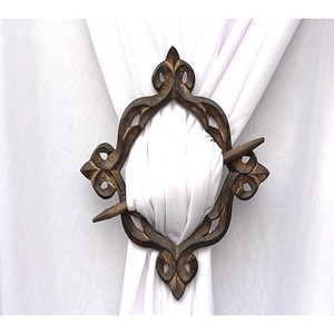 Cortina de madera antigua Tieback Set Hecho a mano Rústico Moderno Cortinas Tiebacks Ventana decorativa Cortina Track Holder Juego de 2 piezas - Product Image 2