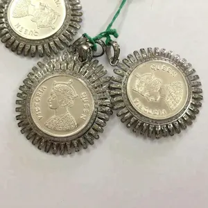 Colgante de Plata de Ley 925 con forma de moneda de la India, accesorio de diamantes naturales, de fabricante, venta al por mayor, precio de fábrica, compra directa en línea