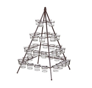 Home & Office Christmas Decoration Glass <b>Tea</b> Light <b>Candle</b> Holder with Metal Stand - Product Image 1