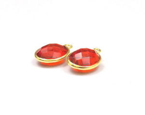 Pendentifs de collier tendance en pierre de quartz rouge, forme ovale 10x14mm, serti clos, en vermeil doré, connecteur à bélière unique, finition artisanale 10 - Product Image 2