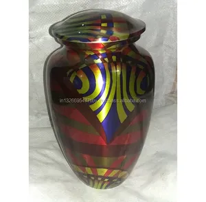 Japanese Style Metal Printed Human Ash Urn With Multi Color Finishing Unique Design Excellent Quality For Funeral Services