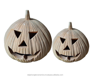 Ensemble de 2 pots en terre cuite pour Halloween à la citrouille - Product Image 2
