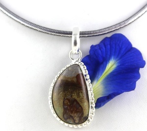 92.5 Sterling naturel zèbre jaspe pierre précieuse poire ovale et fantaisie forme pendentif à breloque femmes bijoux en gros - Product Image 2