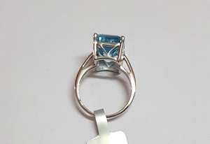 Bague octogonale en topaze bleue, luxe, or 14 carats, tendance, plaquée rhodium, pour mariage, fête ou anniversaire - Product Image 6