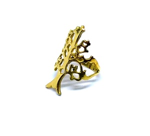 Anillo con incrustaciones religiosas de latón ajustable chapado en oro de 18 quilates al por mayor, joyería de vida increíble para bodas, aniversarios, regalo perfecto - Product Image 3