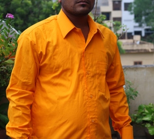 <b>Men's</b> Kurta Indian Cotton Long Sleeve Wooden Button One Pocket Front Side _ 12 - Product Image 3