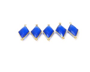 Lunette multi-pierres précieuses calcédoine bleue connecteur Boho plaqué or fait à la main pour la fabrication de bijoux lunette de lien de pierre de naissance - Product Image 6