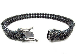 Bracelet tennis en diamant noir brut 2 carats, or 14 carats avec rhodium noir plaqué, bracelet tennis en diamant noir, bracelet tennis en argent 925 - Product Image 3