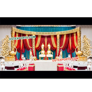 งานแต่งงานGoldenแกะสลักชุดเวทีRoyal Wedding Golden Stageตกแต่งแต่งงานอินเดียชุดเวทีผู้ผลิต - Product Image 1