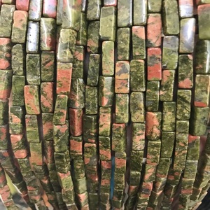 High quality Rectangle Beads unakite bead <b>crystal</b> women <b>necklace</b> jewellery square gemstone bead Jewelry Making suppler - Product Image 1