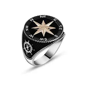 Custom Men Rings Sailor Compass Design Stainless Steel Ring For Men Turkish Jewelry