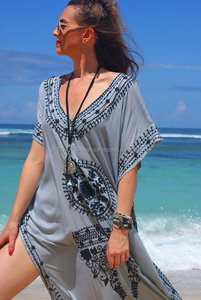 OEM India New Fashion <b>Woman</b> Sexy Side Slit Party Maxi Dress Casual Beachwear Hippy Embroidered <b>Sundress</b> Swimwear Cover up Kaftan - Product Image 5