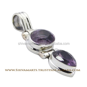 Vente en gros de bijoux indiens en argent sterling 925 Nouveau pendentif de style vintage avec améthyste et collier plaqué rhodium - Product Image 2