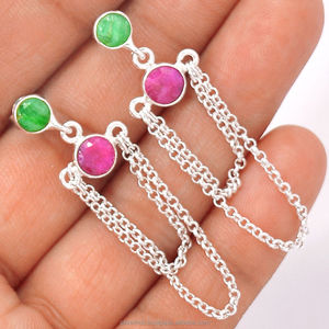 2025 nuevos últimos pendientes hechos a mano de piedras preciosas de rubí y esmeralda de Plata de Ley 925, pendientes Vintage de plata de cristal para proveedor - Product Image 5