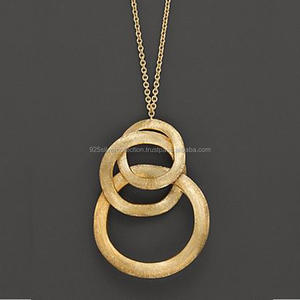 Collar Minimalista de Latón Chapado en Oro para Chicas, Diseño de Círculos Entrelazados para Bodas, Fiestas y Compromisos - Product Image 2