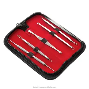 2024 removedor de espinillas Extractor de comedones pinzas curvas Kit profesional de acero inoxidable espinillas acné Juego de Herramientas de eliminación de imperfecciones