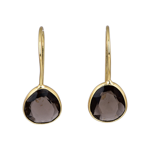 อัญมณีควอทซ์สโมคกี้รูปไข่925ต่างหูชุบทองเงินสเตอร์ลิงเครื่องประดับแฮนด์เมด Casa de Plata - Product Image 1