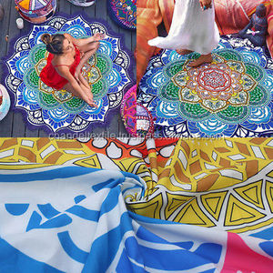Tapis de plage rond Mandala coloré en forme de lotus, jeté hippie, tapis de yoga, serviette, couverture ronde Mandala indienne en forme de lotus, tapis, tapisserie à franges - Product Image 2