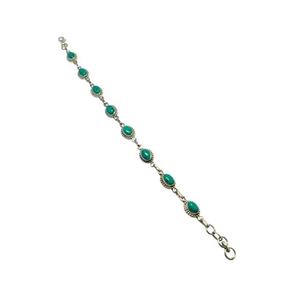 Pulsera de piedras preciosas turquesas sintéticas Pulseras de cadena de plata esterlina 925 Proveedor de joyería al por mayor - Product Image 1