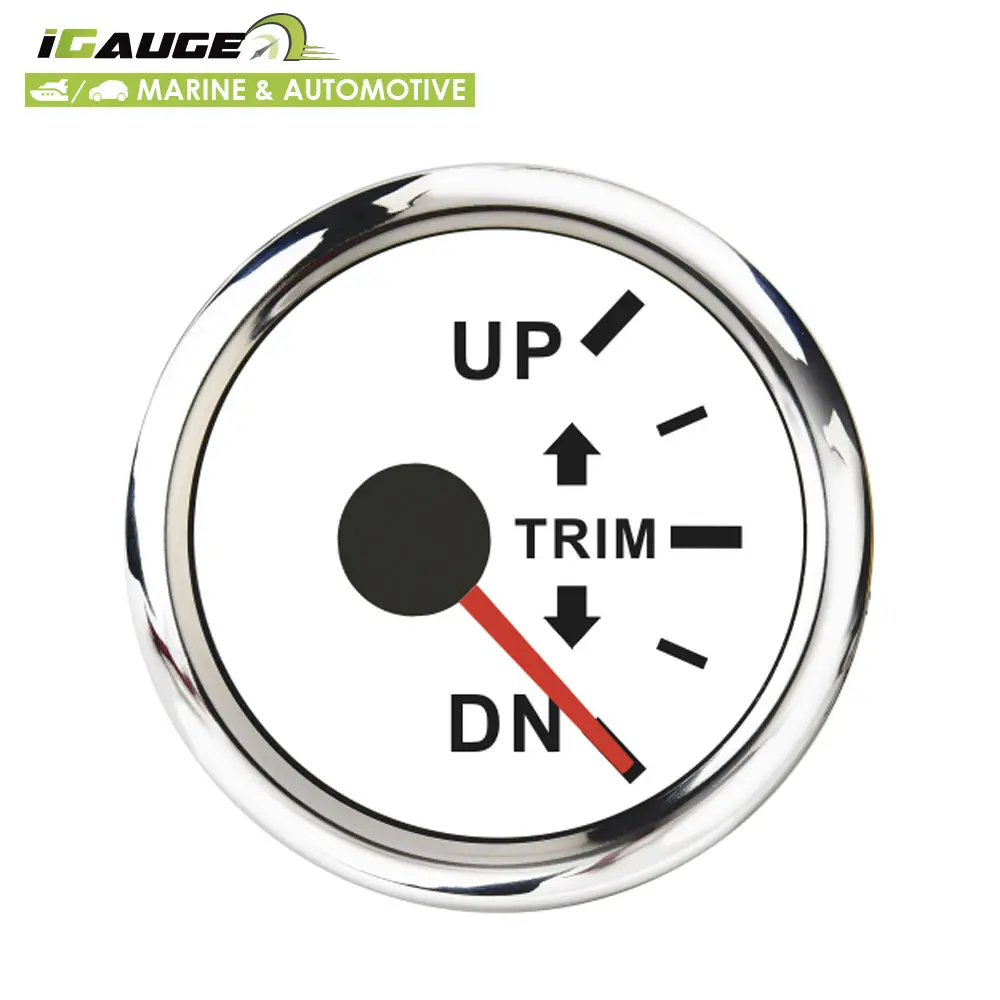 2-1/16" 52 mm High quality white face waterproof trim right side gauge for marine and automotive