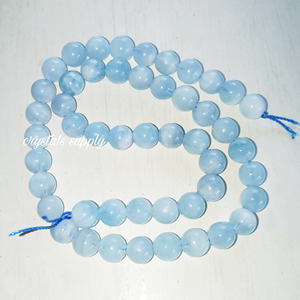 ลูกปัดหินอะความารีนธรรมชาติทรงกลมหลวมขนาด4-12มม. สำหรับการทำเครื่องประดับ - Product Image 1