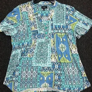 Blusa informal de manga corta con botones para mujer, camisa de marca con estampado de marca, con botones, manga larga