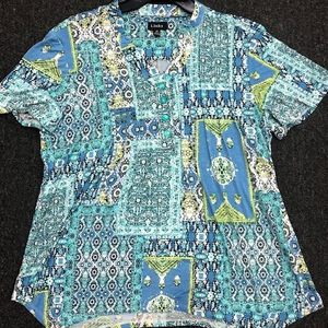 Blusa informal de manga corta con botones para mujer, camisa de marca con estampado de marca, con botones, manga larga - Product Image 1