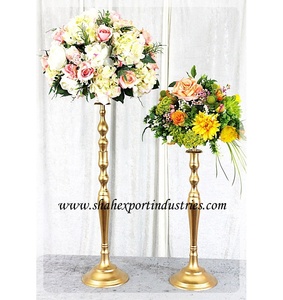 Florero dorado metálico brillante, centro de mesa, plomo de carretera para decoración de fiesta de boda, centro de mesa, florero de suelo - Product Image 1