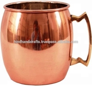 แก้วมักทำจากทองแดงบริสุทธิ์พร้อมหูจับทองเหลืองภาชนะโลหะสำหรับเครื่องดื่มค็อกเทลส่งตรงจากอินเดีย - Product Image 2