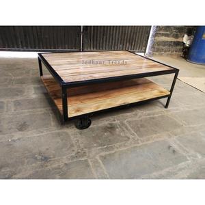 Table basse contemporaine moderne en fer et manguier pour usage domestique Meubles de salon - Product Image 1