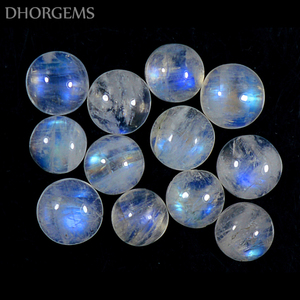Pierre de lune arc-en-ciel naturelle Dhorgems, cabochon, pierre précieuse authentique, forme ronde, pour la fabrication de bijoux faits main - Product Image 2