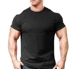 T-shirt de sport pour hommes, 95% coton, élastique, avec logo personnalisé, 5%