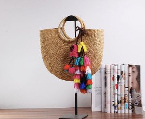 Bolso de Playa con Pompones, Bolso de Vacaciones, Regalo de Boda - Product Image 4
