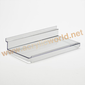 Custom Curved Slatwall <b>Clear</b> Acrylic Shirt <b>Display</b> Shelf with lip acrylic shoe <b>box</b> - Product Image 6