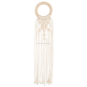 Cordón de cuerda de algodón 100% y servilleteros de madera para Decoración de mesa de comedor de Hotel servilletero de macramé hecho a mano - Product Image 6