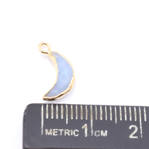 Blue Opal 12-14MM Faceted <b>Moon</b> Shape Pendant Handmade 18K Gold Plated Brass Jewelry Findings Bail <b>Charm</b> Jewelry Making - Product Image 3