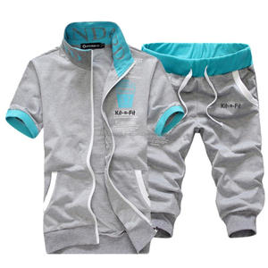 2024 vêtements de sport sublimé hommes personnalisé Streetwear empilé Joggers ensemble hommes survêtement évasé à manches courtes t-shirt survêtement ensemble - Product Image 3