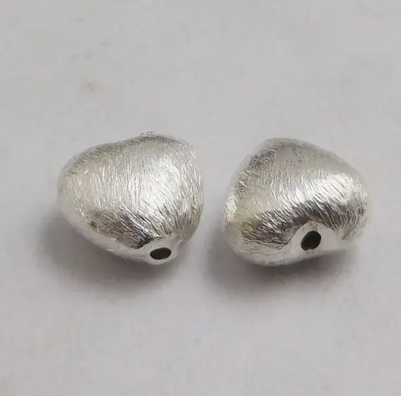 Perles en forme de cœur en métal brossé plaqué argent, livraison gratuite