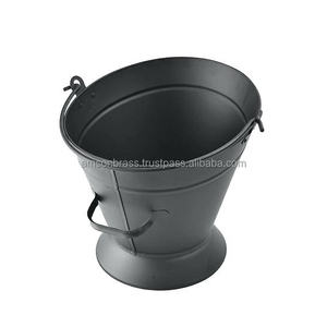 Seau à charbon gris de style américain Seau à charbon en métal fini enduit de poudre Seau à feu pour cheminée - Product Image 5