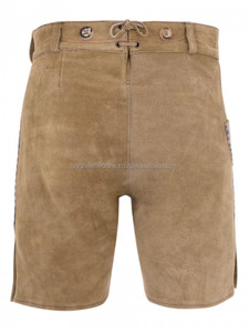 Pantalons longs et courts pour hommes vintage allemand Lederhosen cuir vieilli brodé respirant léger grande taille - Product Image 2